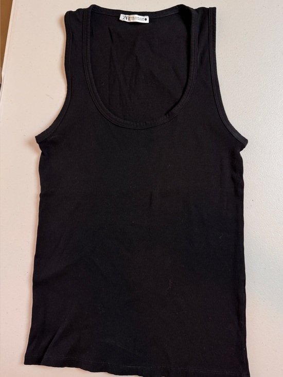 Zara Tops - Zara Black Ribbed Tank Top Sleeveless Stretch Basic Size Medium